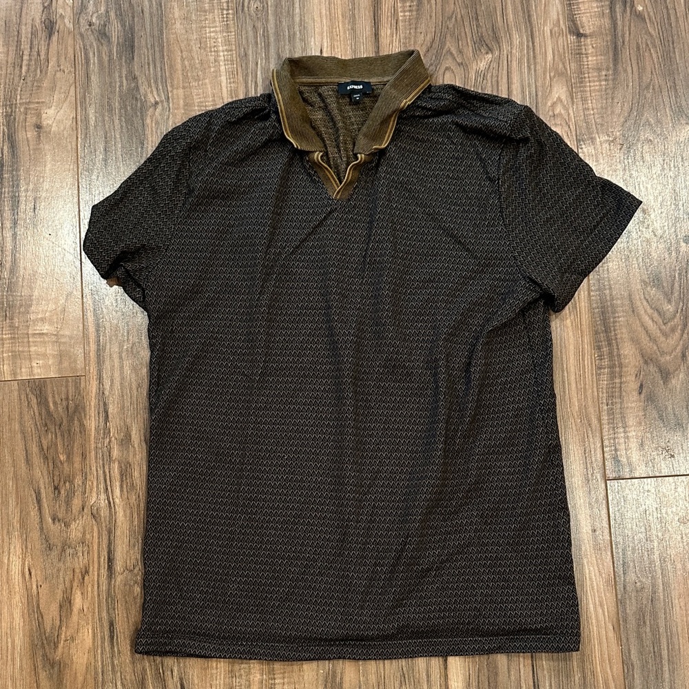 Men's Black and Brown Polo Shirt